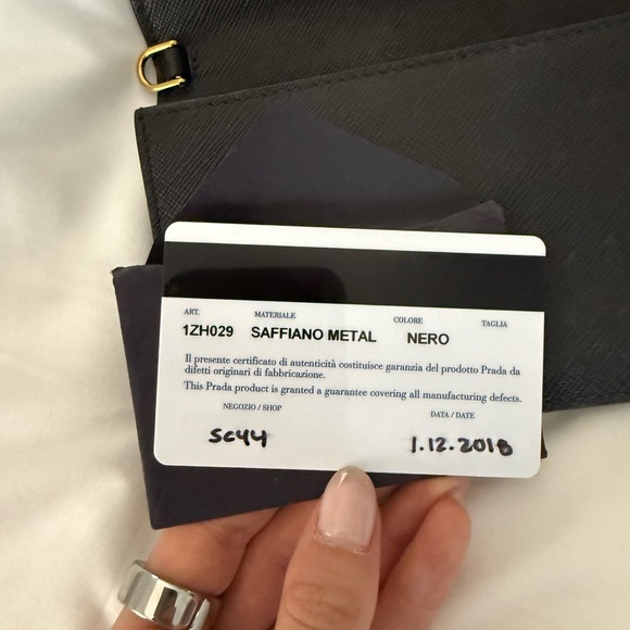 Prada Saffiano Black Leather Wallet on Chain AUTHENTIC - Picture 5 of 5